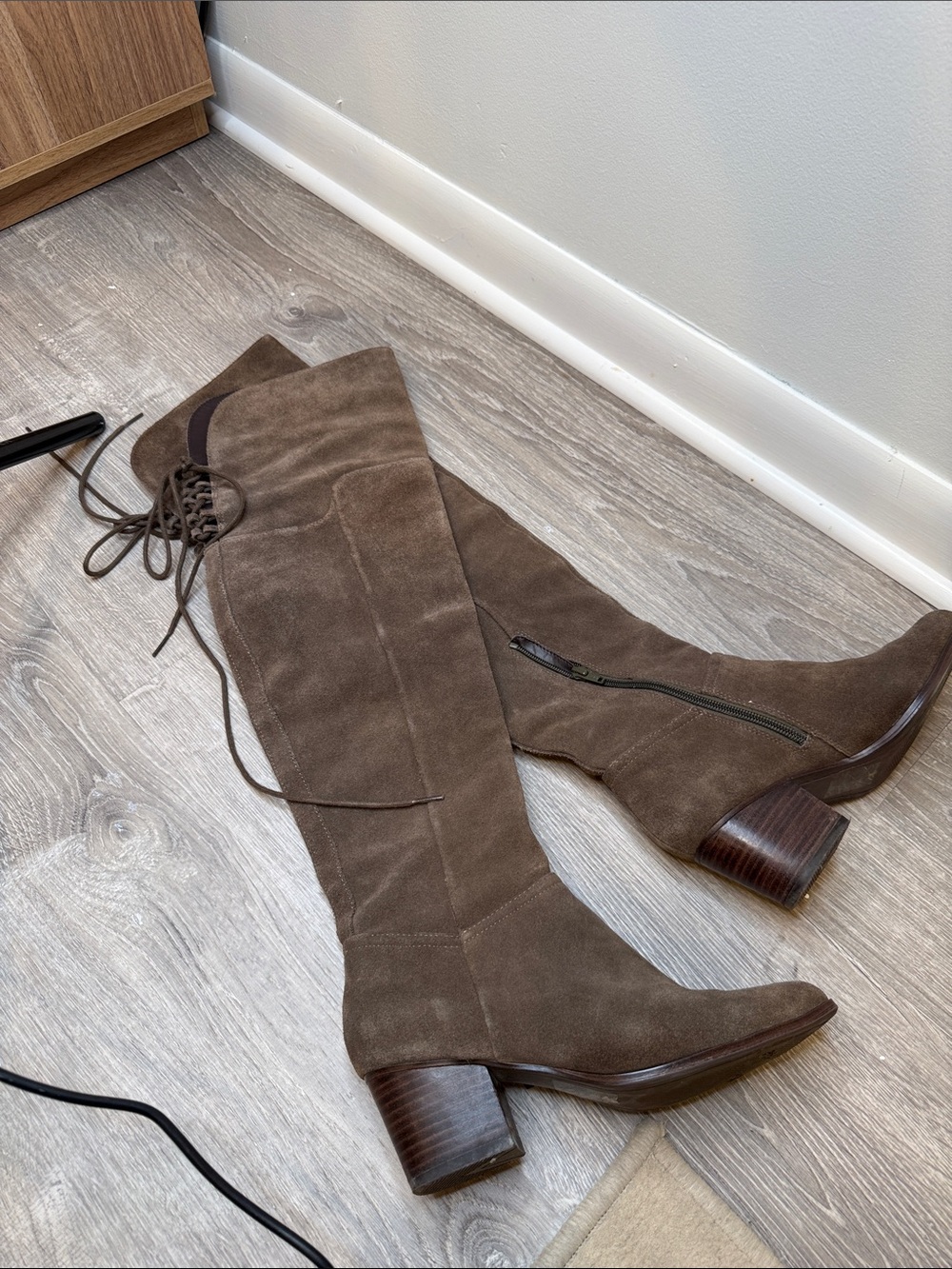 Aldo Brown Suede Over-the-Knee Lace-Up Boots